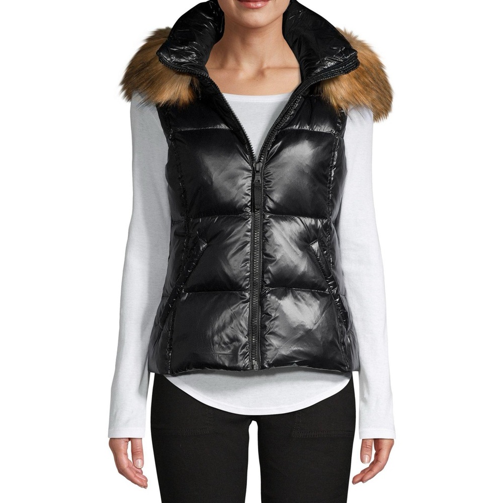 S13 by SAM. Snowcat Down Puffer Vest with Faux Fur Hood small